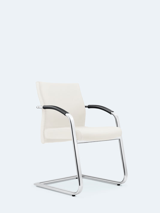 Lezgo 77 cantilever chair with leather armrests