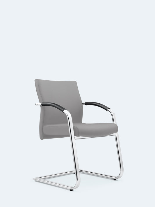 Lezgo 77 cantilever chair with leather armrests