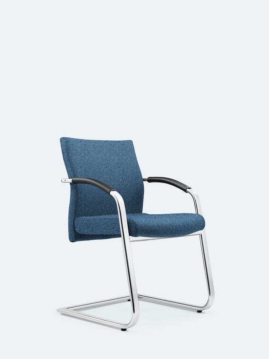 Lezgo 77 cantilever chair with leather armrests