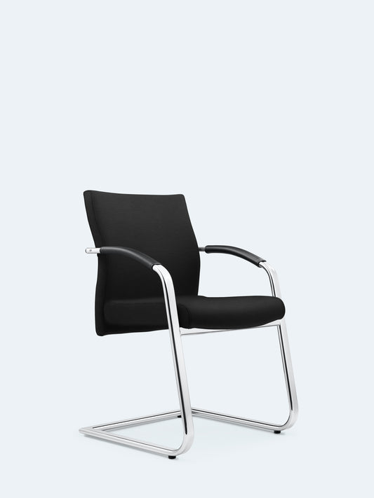 Lezgo 77 cantilever chair with leather armrests