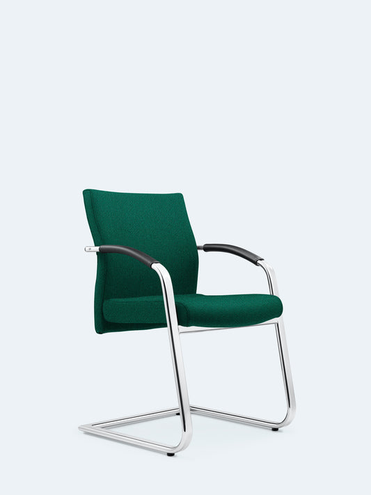 Lezgo 77 cantilever chair with leather armrests
